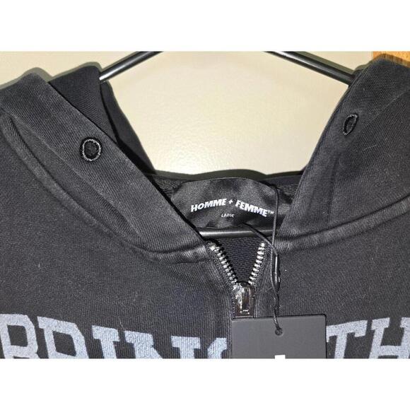 Homme + Femme Guerilla Cutoff Zip Hoodie Black - Picture 6 of 8